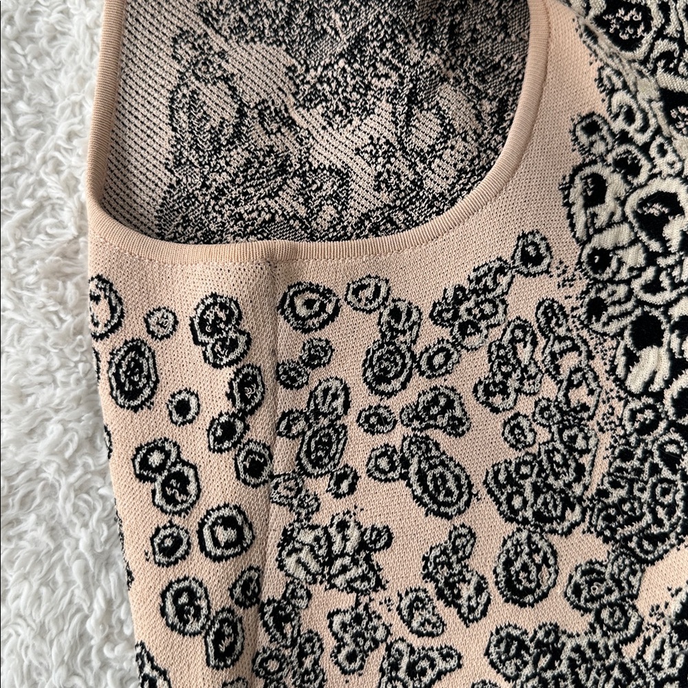 Alexander McQueen Sleeveless Blush Black Motif Jacquard Knit Dress Size L - Picture 10 of 16
